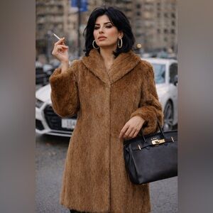 Vintage Brown Mink Fur Coat | Long Shawl Collar | Old Hollywood Mob Wife Large